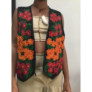 Vintage El Huarache Embroidered Guatamalean Boho Vest